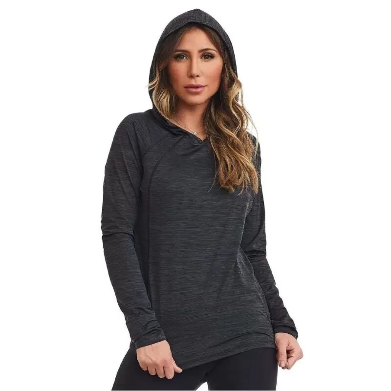 BLUSA MANGA LONGA FITNESS RUN - Preto