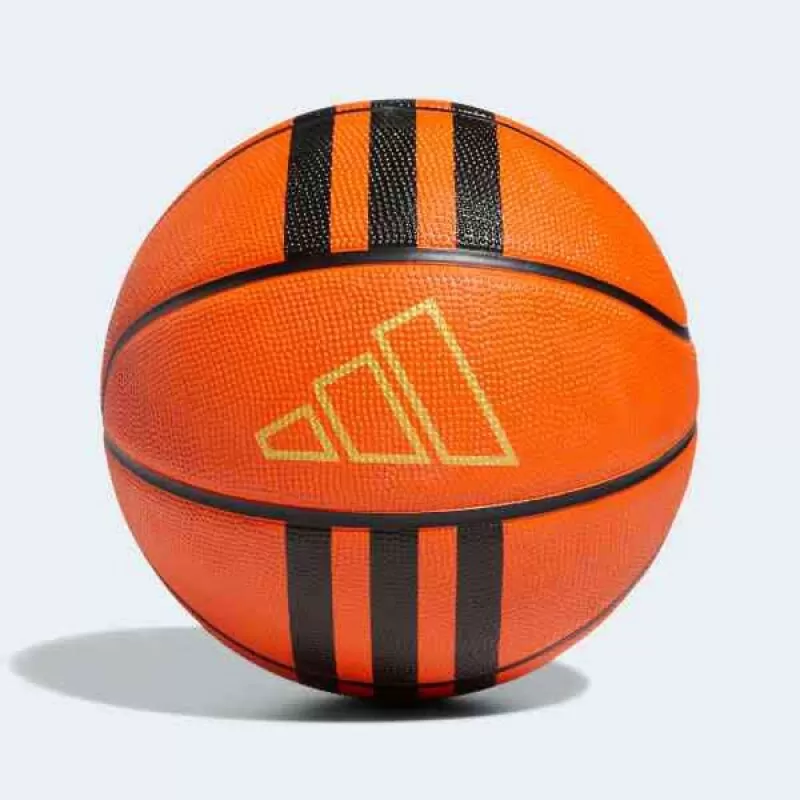 BOLA ADIDAS BASQUETE 3 STRIPES RUBBER X3 - Laranja e preto