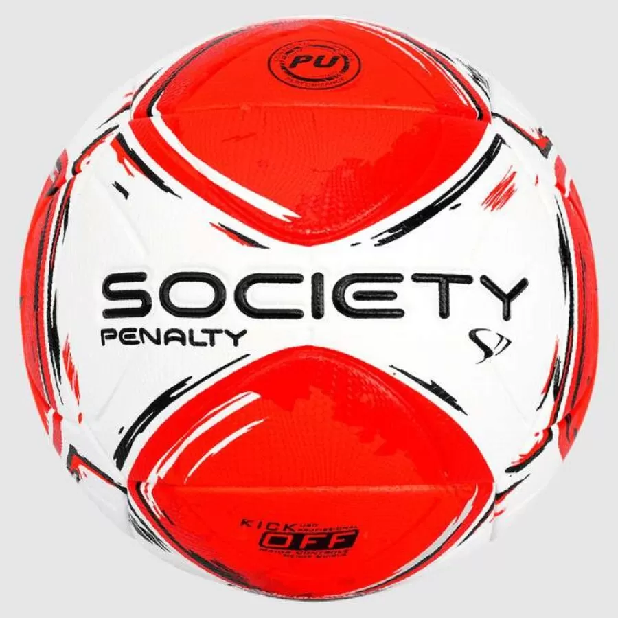 BOLA SOCIETY PENALTY S11 R2  Branco vermelho e preto