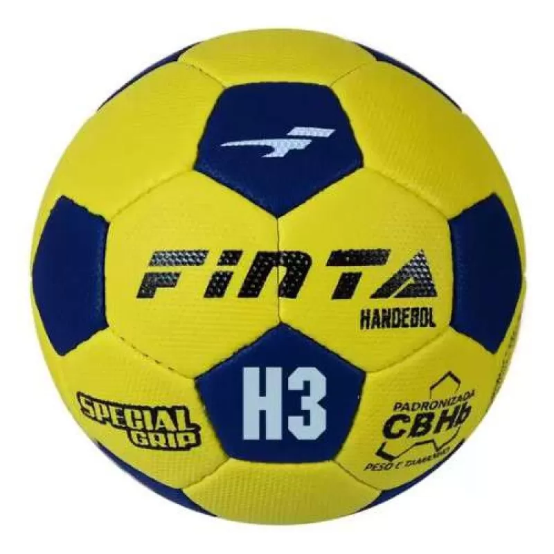 BOLA DE HANDEBOL MASCULINO H3L PVC COSTURADA FINTA - Amarelo e azul