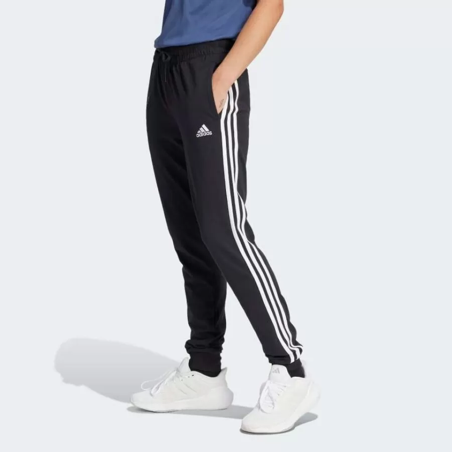 CALÇA ADIDAS ESSENTIALS SINGLE JERSEY 3STRIPES  Preto e branco