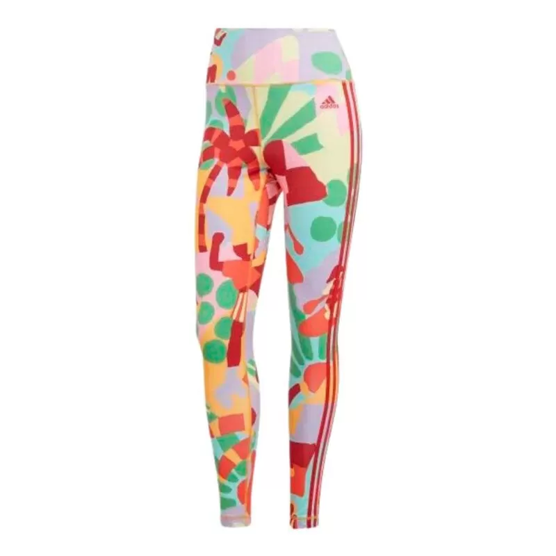 CALCA LEGGING 7/8 ADIDAS X FARM RIO - Vermelho roxo e verde