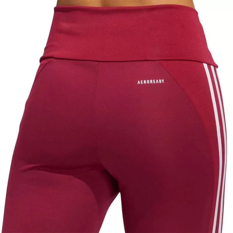 CALCA LEGGING ESPORTIVA 7/8 CINTURA ALTA DESIGNED TO MOVE 3-STRIPES - Bordo e branco