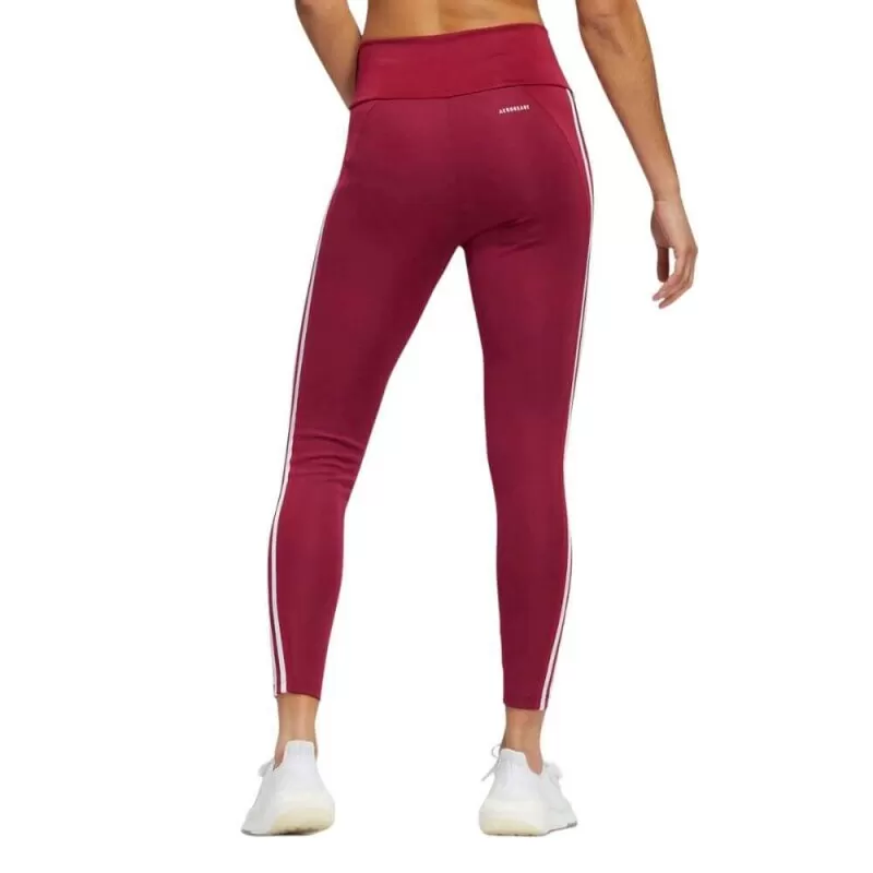 CALCA LEGGING ESPORTIVA 7/8 CINTURA ALTA DESIGNED TO MOVE 3-STRIPES - Bordo e branco