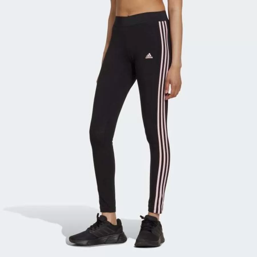 CALCA LEGGING ESSENTIALS 3STRIPES  Preto e rosa