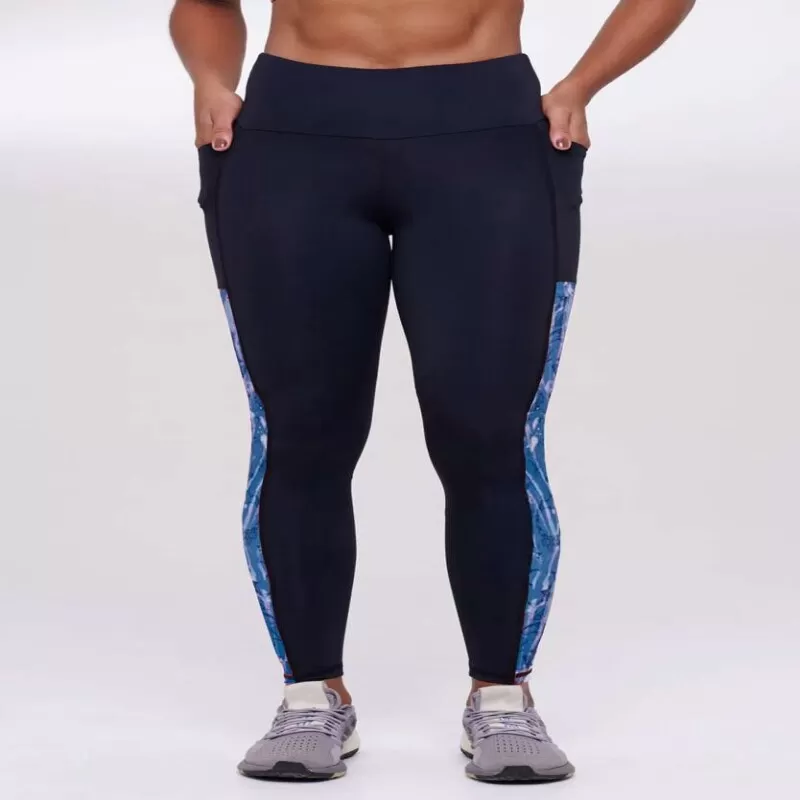 CALÇA LEGGING SIGNATURE VITAL - Preto e azul