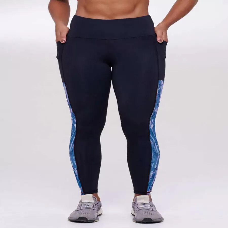 CALÇA LEGGING SIGNATURE VITAL  Preto e azul