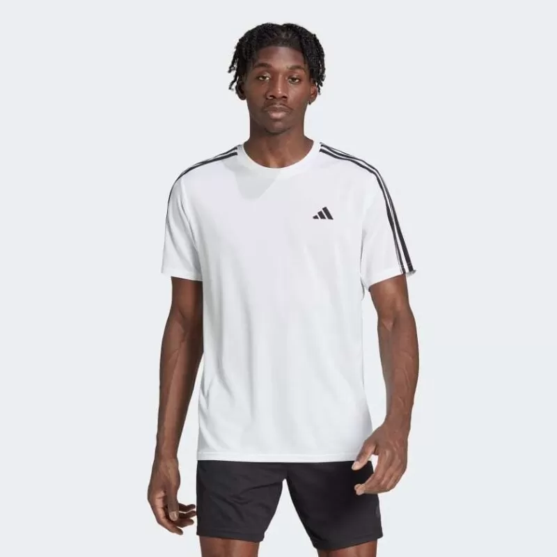 CAMISA ADIDAS TREINO TRAIN ESSENTIALS 3-STRIPES - Branco e preto