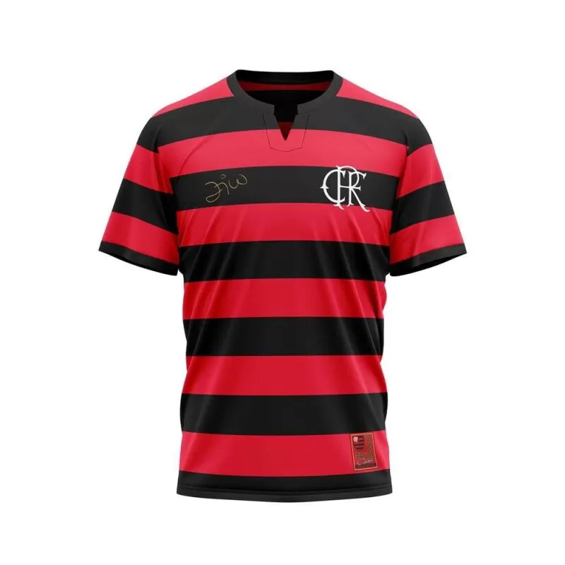 CAMISA FLAMENGO FLATRI ZICO DOURADO - Vermelho preto e branco