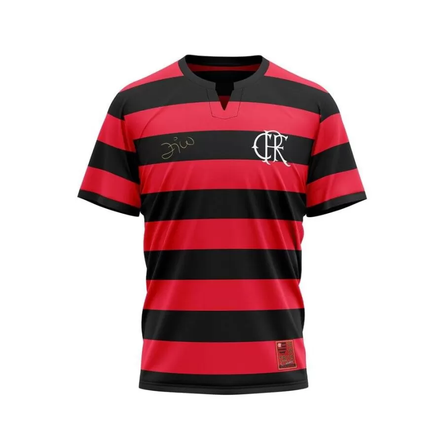 CAMISA FLAMENGO FLATRI ZICO DOURADO  Vermelho preto e branco