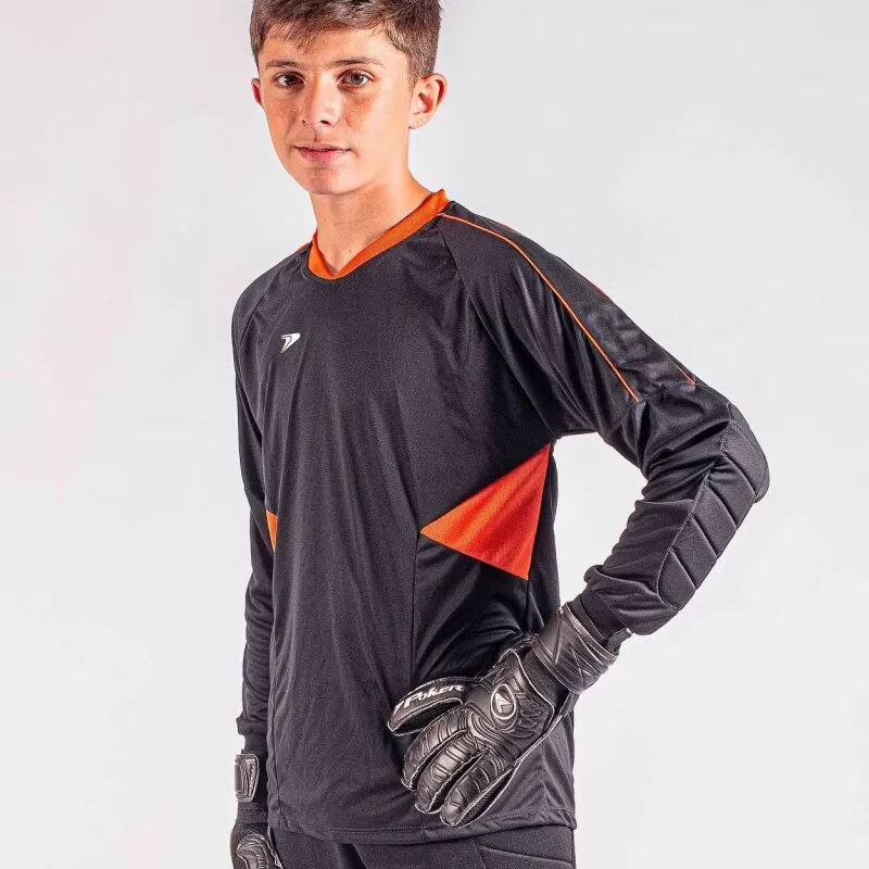 CAMISA GOLEIRO MANGA LONGA INFANTIL DIRE - Preto e laranja