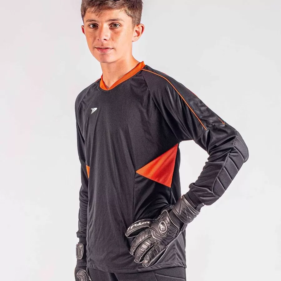 CAMISA GOLEIRO MANGA LONGA INFANTIL DIRE  Preto e laranja