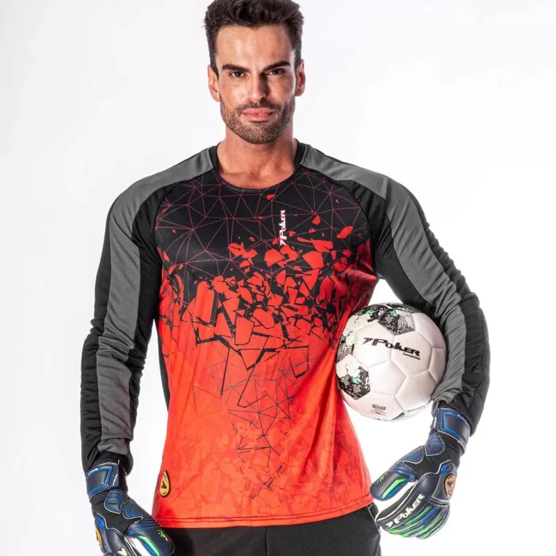 CAMISA GOLEIRO MANGA LONGA SUBLIMAX CHAOS - Preto e vermelho