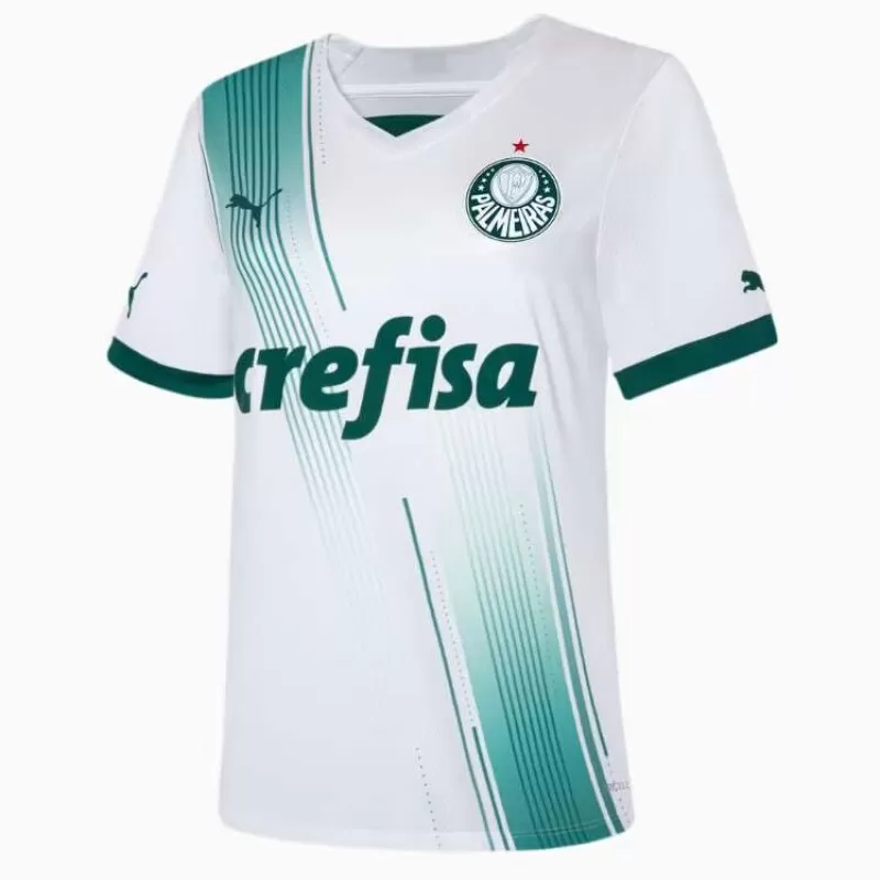 CAMISA PALMEIRAS TORCEDOR AWAY FEMININA 23/24 - Branco e verde