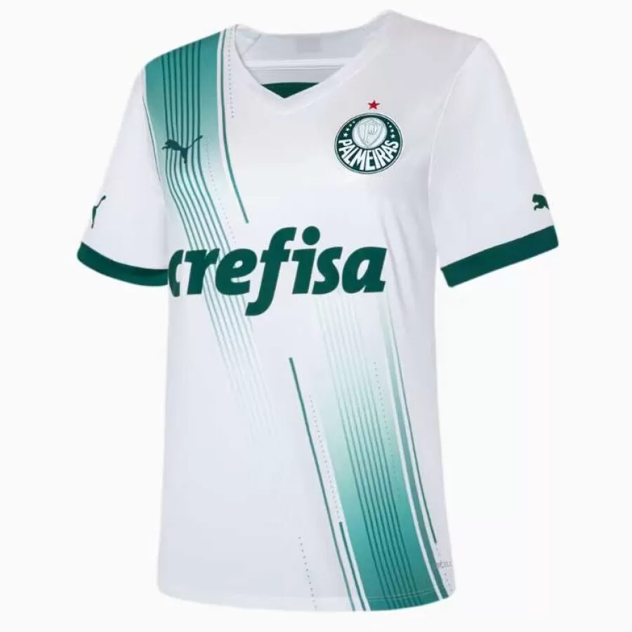 CAMISA PALMEIRAS TORCEDOR AWAY FEMININA 23/24  Branco e verde