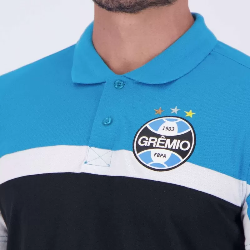 CAMISA POLO CUTTS GREMIO - Preto branco e azul