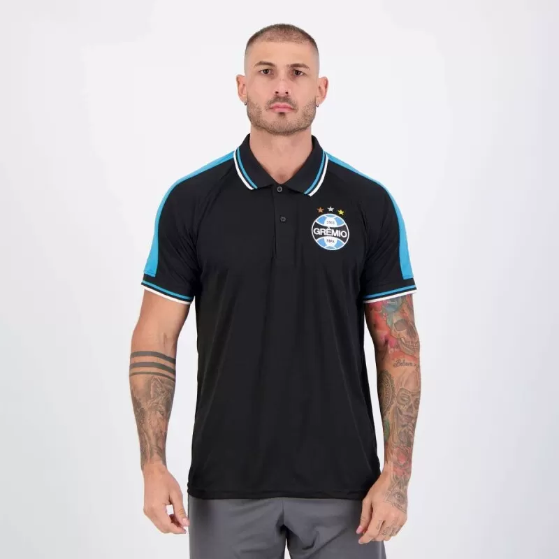 CAMISA POLO GREMIO PAUL - Preto e azul