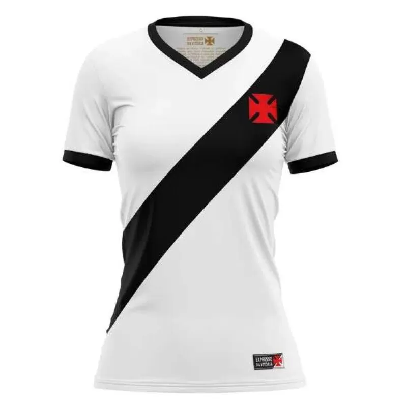 CAMISA VASCO EXPRESSO BABYLOOK BRAZILINE - Branco e preto