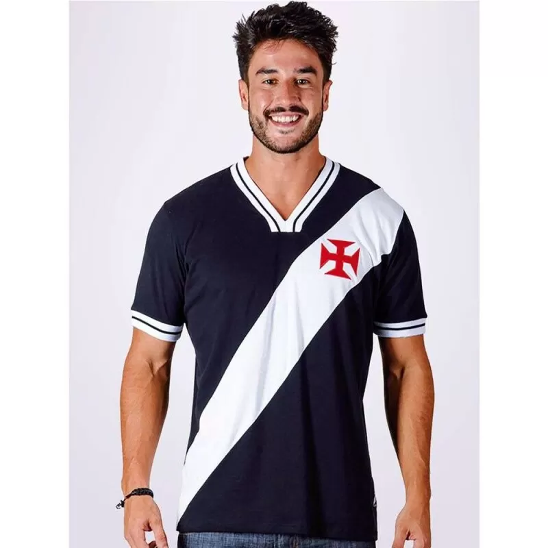 CAMISA VASCO RETRO 74 BRAZILINE - Preto e branco