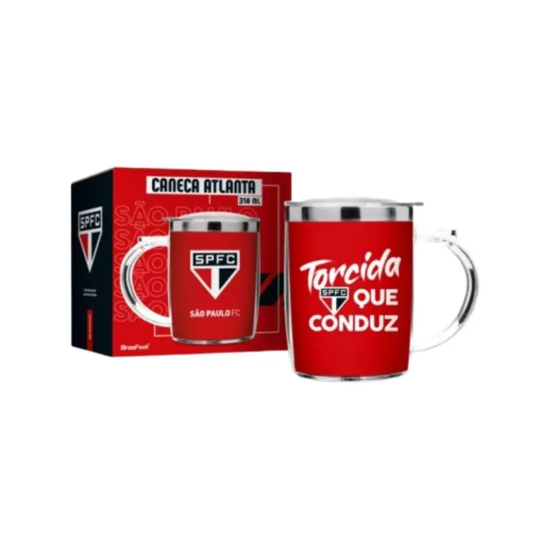 CANECA PLÁSTICA INOX SW - SÃO PAULO - Branco vermelho e preto