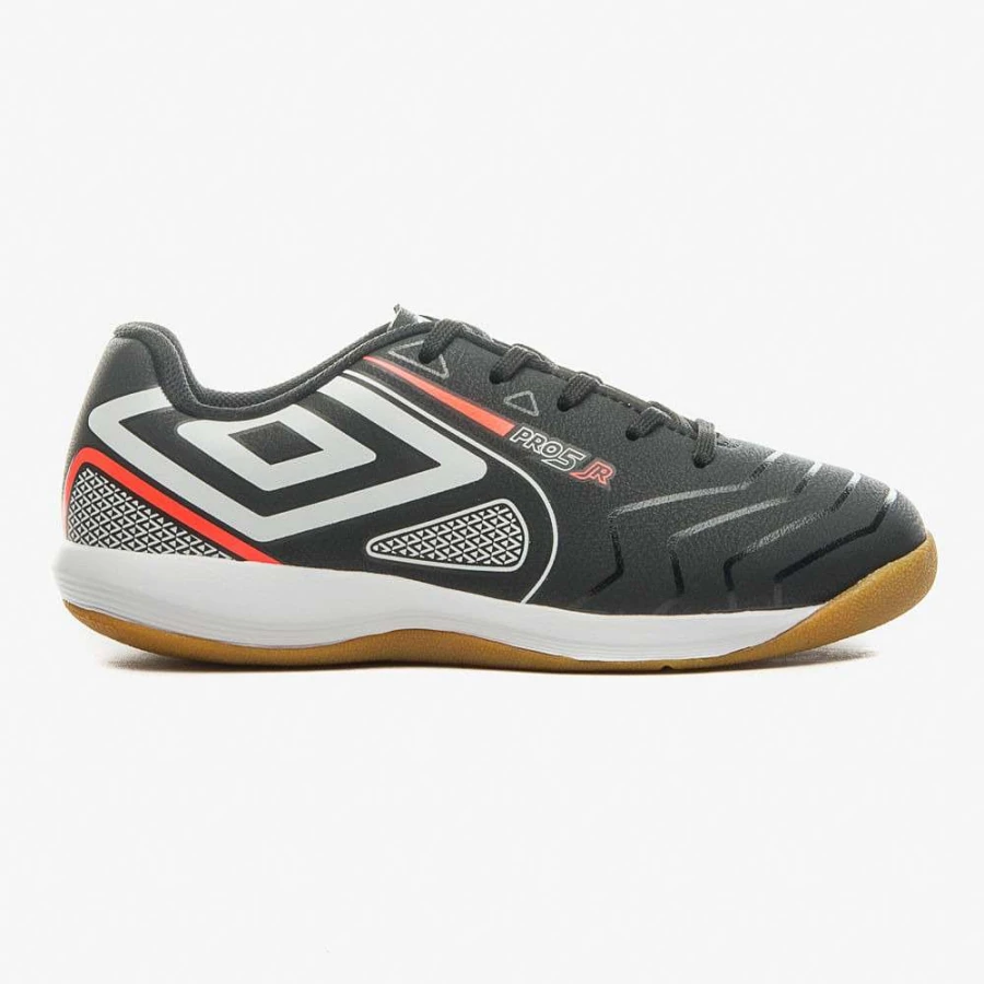 CHUTEIRA FUTSAL UMBRO PRO 5 JR  Preto branco e coral