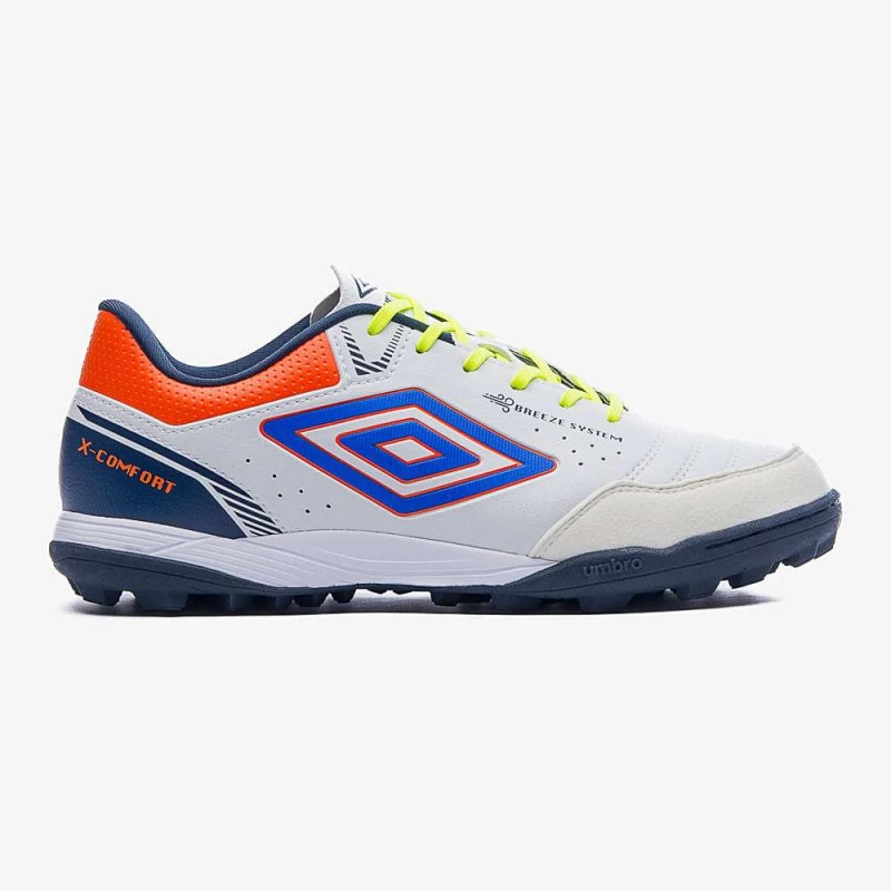 CHUTEIRA SOCIETY UMBRO X-COMFORT - Branco laranja e azul