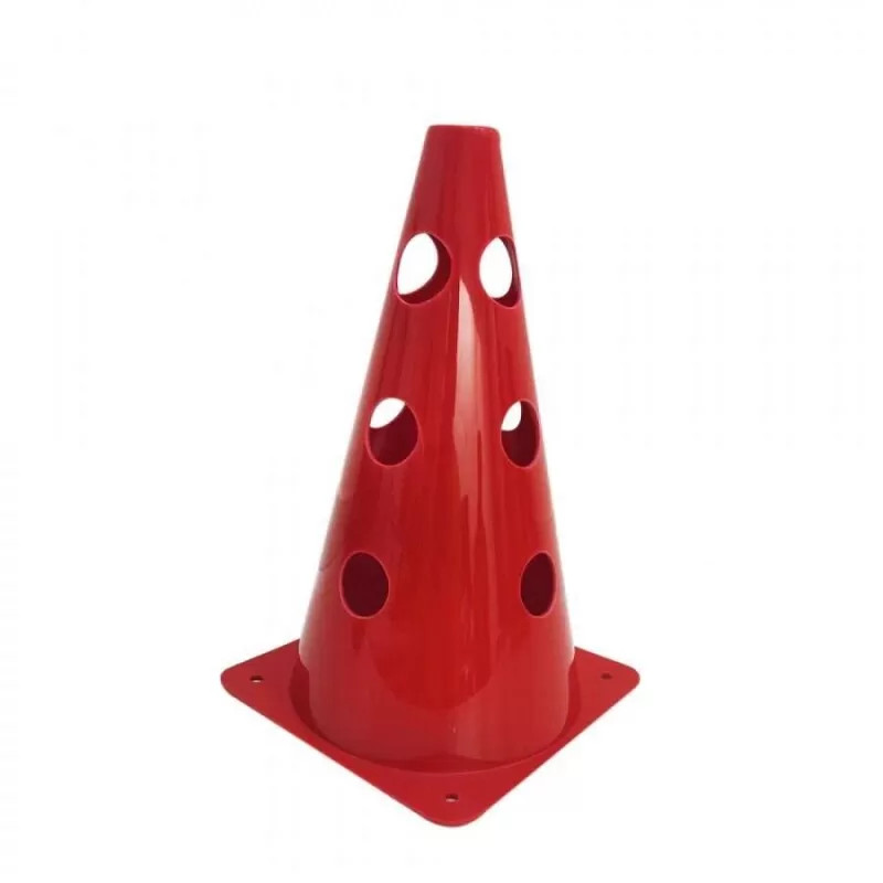 CONE DE PLASTICO 24CM COM FUROS - Vermelho