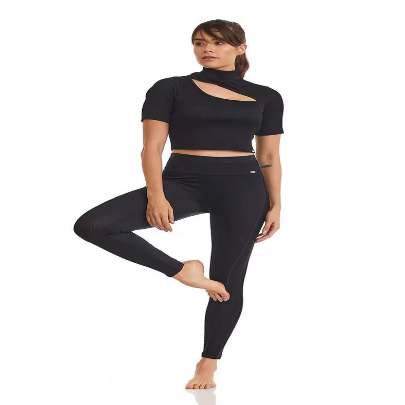 CROPPED FITNESS GLAMOUR - Preto