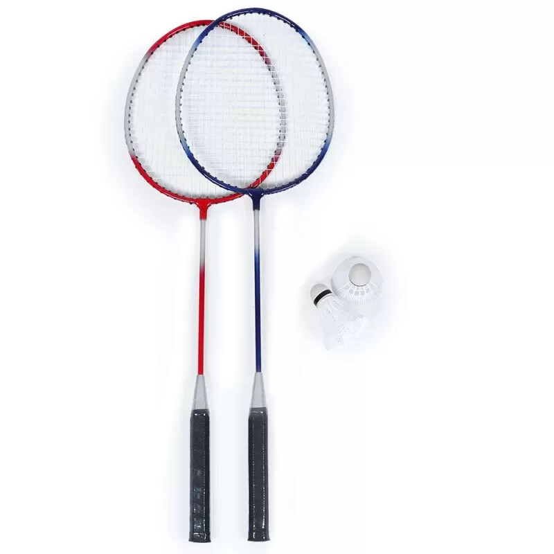 KIT BADMINTON HYPER LAZER COM 02 RAQUETES 02 PETECAS - Azul e vermelho