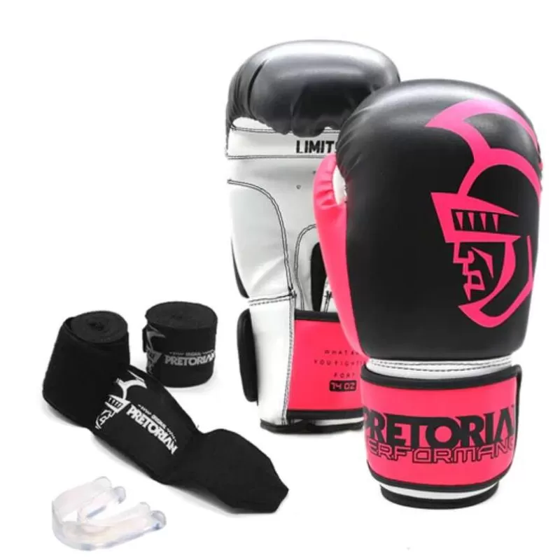 KIT BOXE/MUAY THAI PRETORIAN PERFORMANCE - Preto e rosa