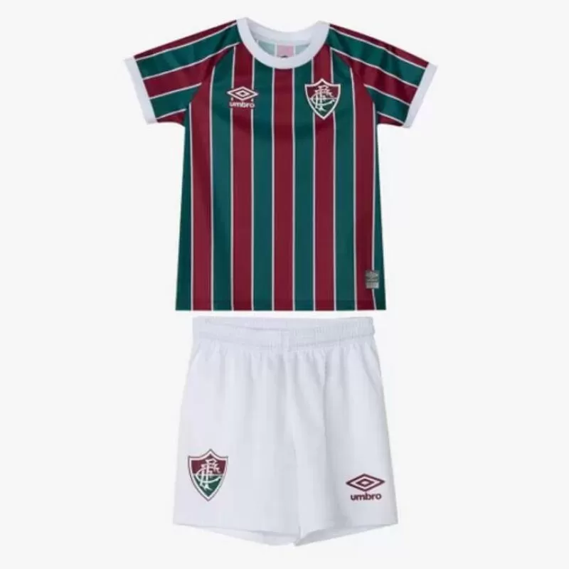 KIT CLUBE INFANTIL UMBRO FLUMINENSE OFICIAL 1 2023 - U34FL01684 - Verde vermelho e branco