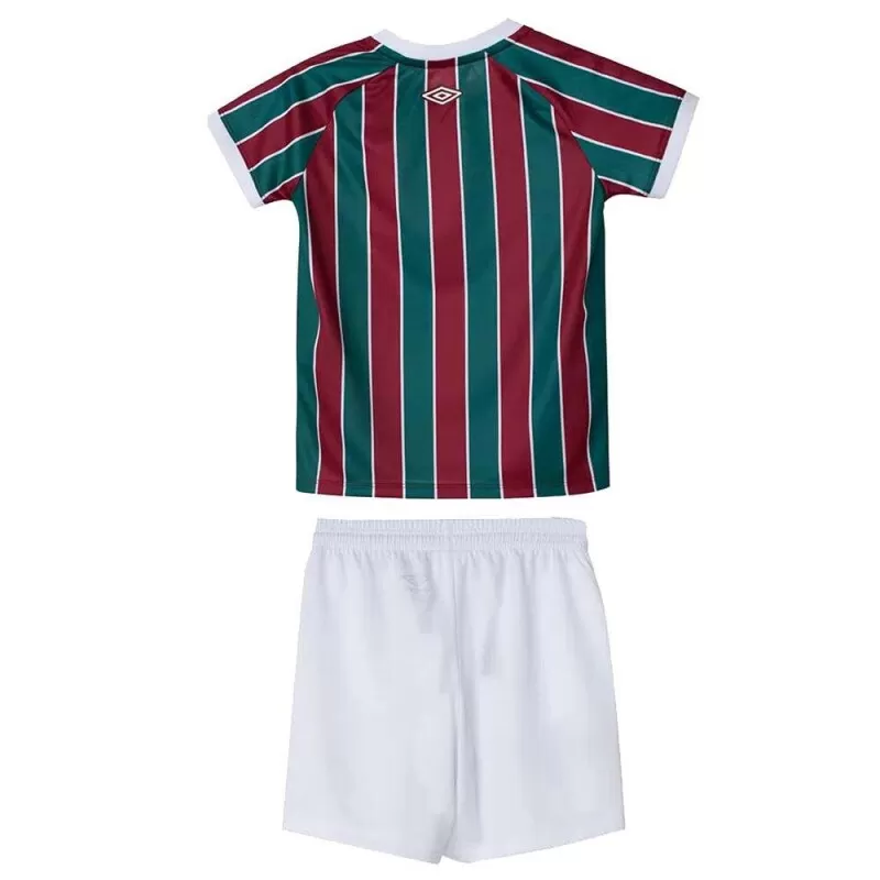 KIT CLUBE INFANTIL UMBRO FLUMINENSE OFICIAL 1 2023 - U34FL01684 - Verde vermelho e branco