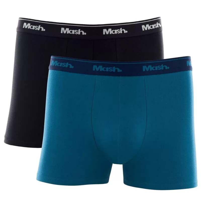 KIT COM 2 CUECAS BOXER COTTON MASH - Azul e preto