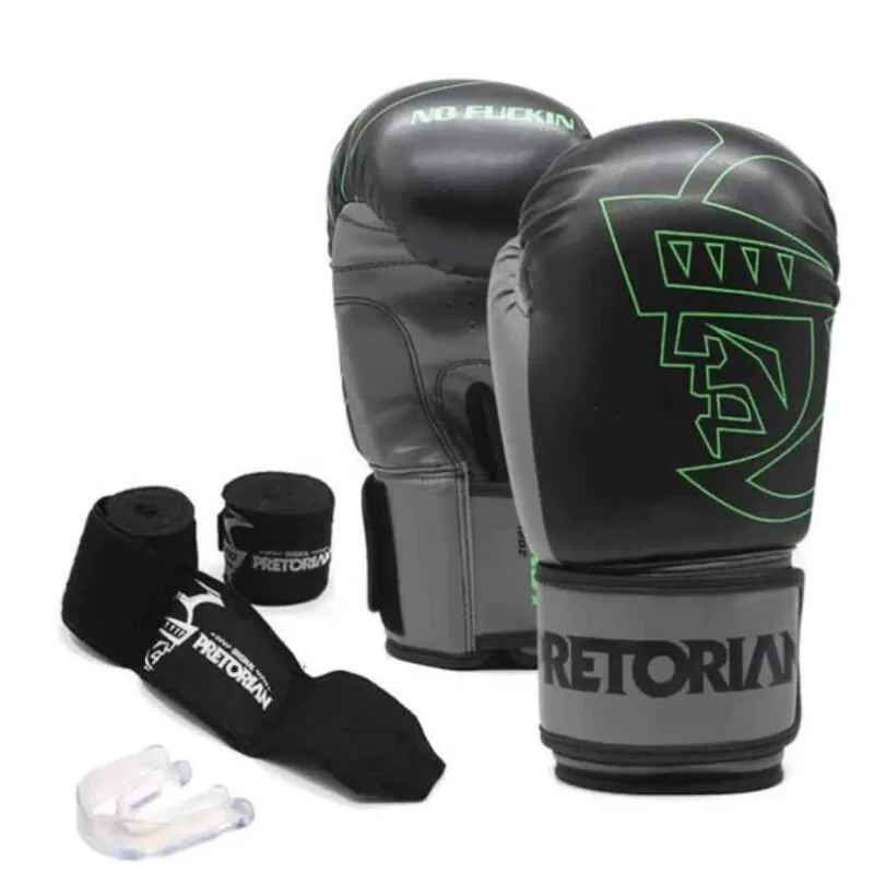 KIT DE BOXE /MUAY THAI PRETORIAN FIRST - Preto e cinza