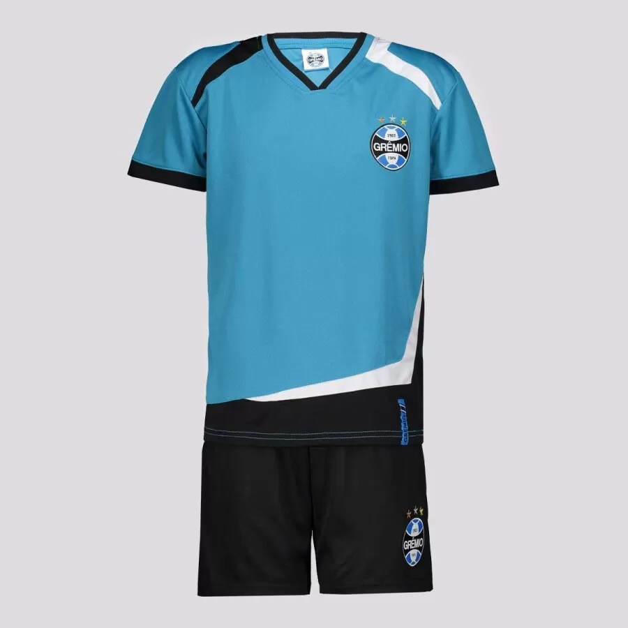 KIT TRIANGLE GREMIO INFANTIL  Azul branco e preto