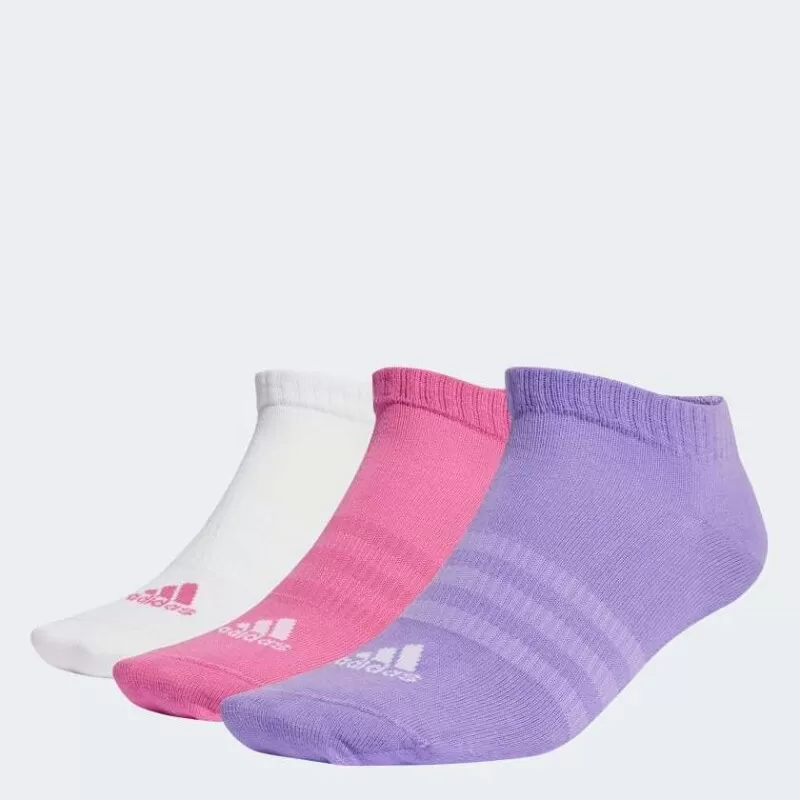 MEIAS ADIDAS FINAS E LEVES SPORTWEAR LOW-CUT 3 PARES - Violeta branco e rosa