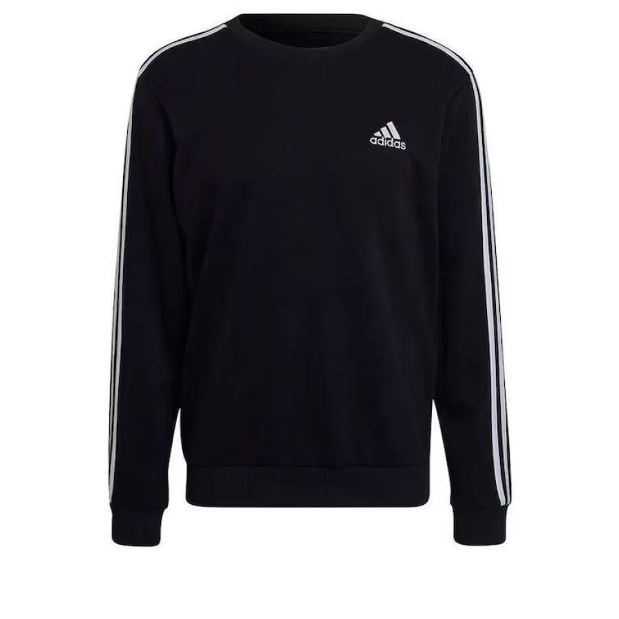 MOLETOM ESSENTIALS 3STRIPES  Preto e branco