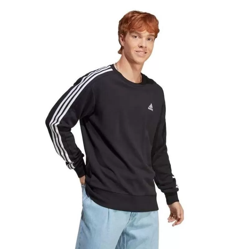 MOLETOM ESSENTIALS FLEECE 3-STRIPES - Branco e preto