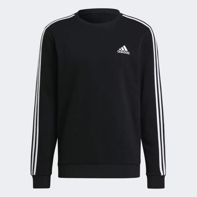 MOLETOM ESSENTIALS FLEECE 3-STRIPES - Branco e preto