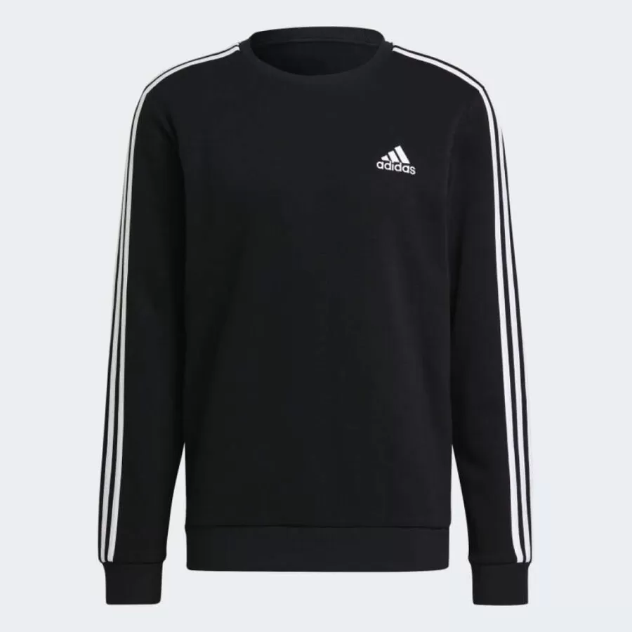 MOLETOM ESSENTIALS FLEECE 3STRIPES  Branco e preto