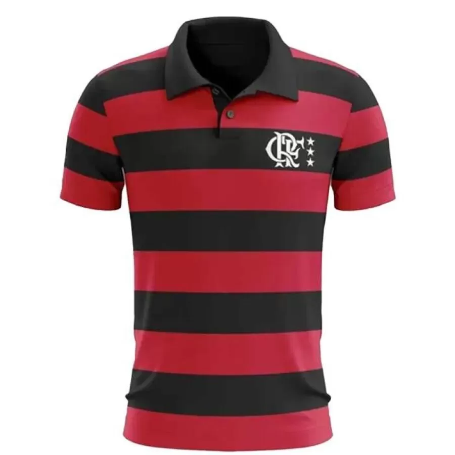 POLO FLAMENGO CONTROL BRAZILINE  Vermelho preto e branco