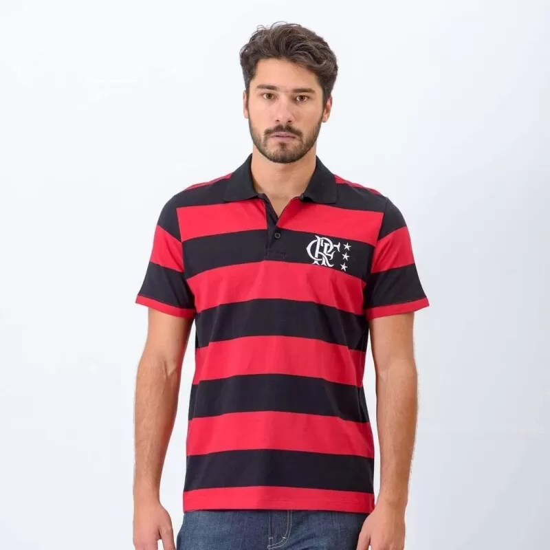 POLO FLAMENGO CONTROL BRAZILINE - Vermelho preto e branco