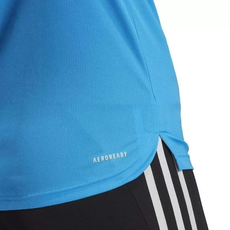 REGATA ADIDAS ESPORTIVA AEROREADY DESIGNED 2 MOVE LOGO - Azul e branco