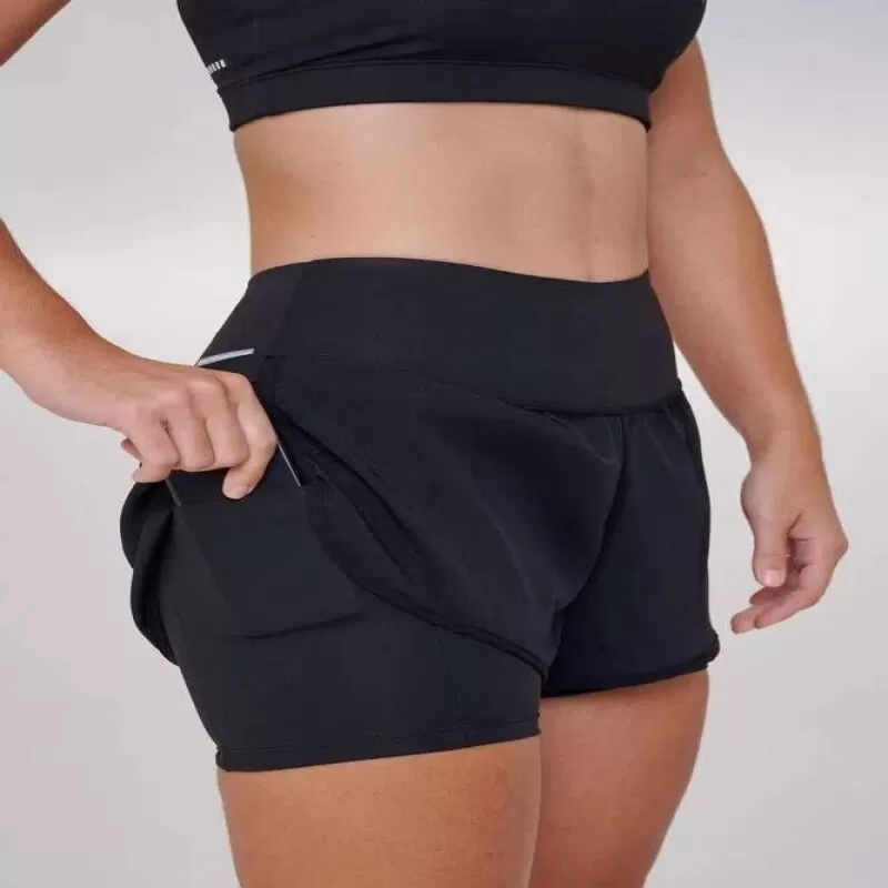 SHORT COM BERMUDA ESSENTIAL RUN LOPE - Preto