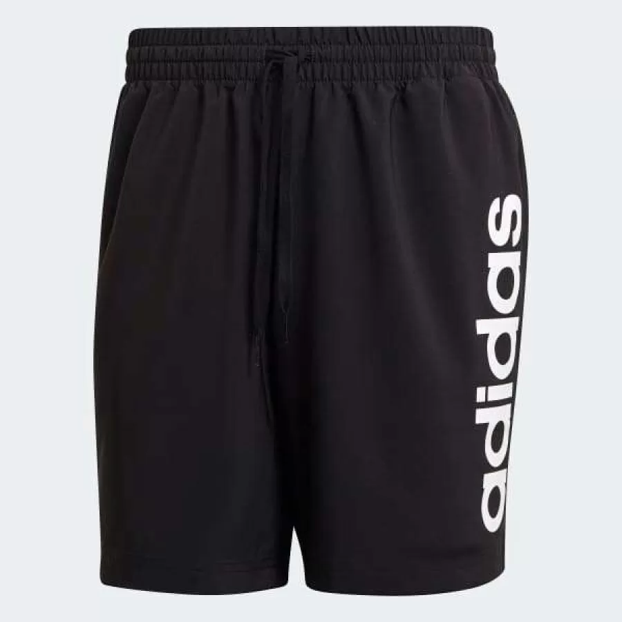 SHORTS AEROREADY ESSENTIALS CHELSEA LINEAR LOGO  Preto e branco