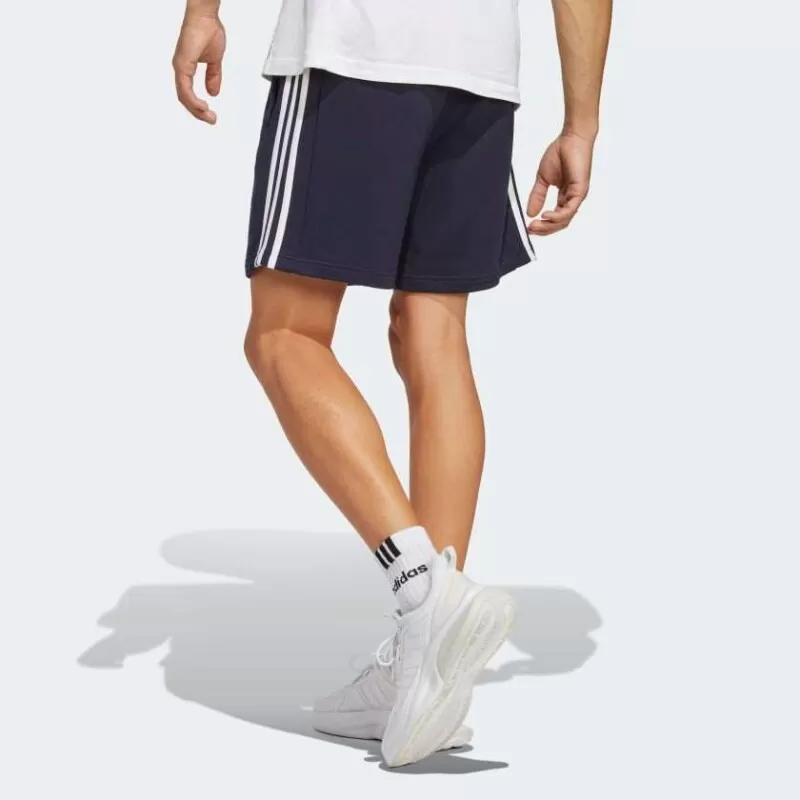 SHORTS ESSENTIALS 3-STRIPES - Azul marinho e branco