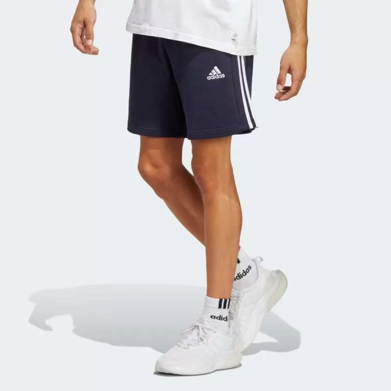 SHORTS ESSENTIALS 3-STRIPES - Azul marinho e branco