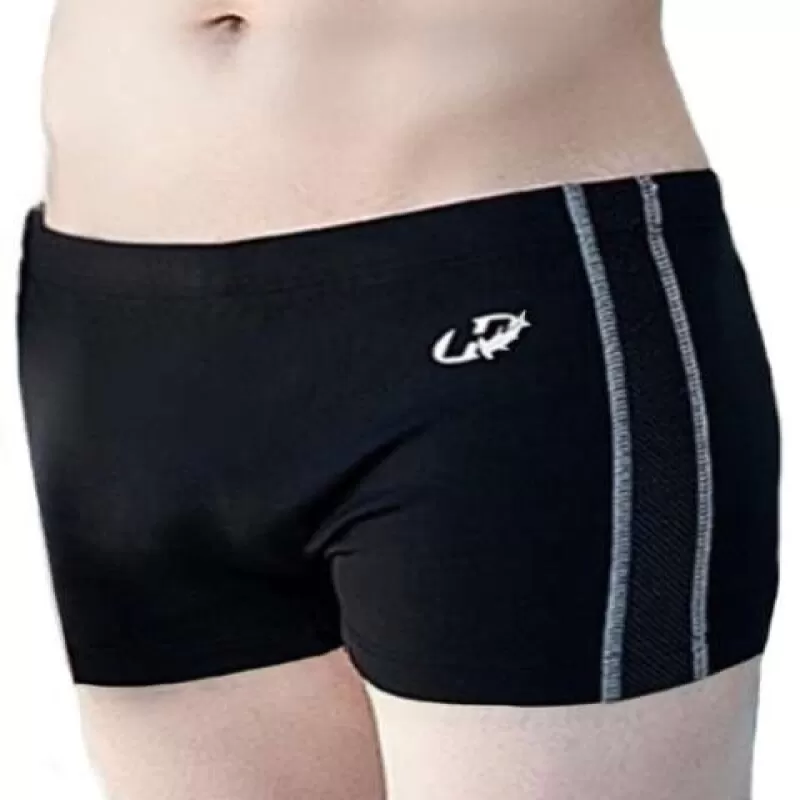 SUNGA BOXER HELANCA COM DETALHE - Preto e branco