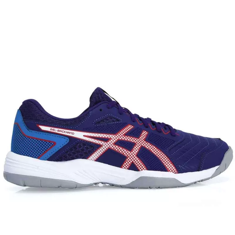 TENIS ASICS GEL BACKHAND DIVE - Azul e vermelho