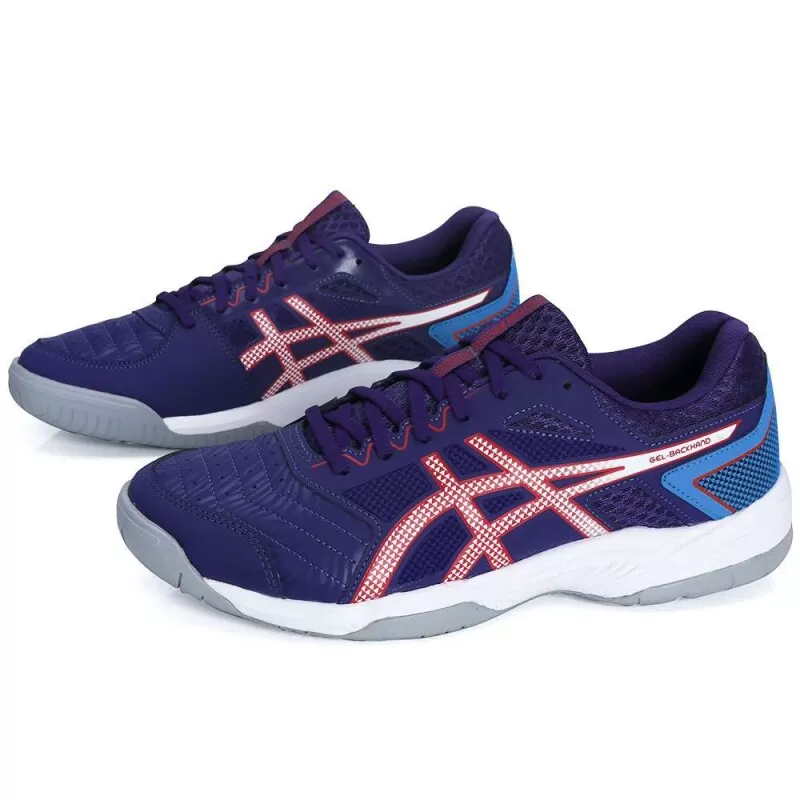 TENIS ASICS GEL BACKHAND DIVE - Azul e vermelho